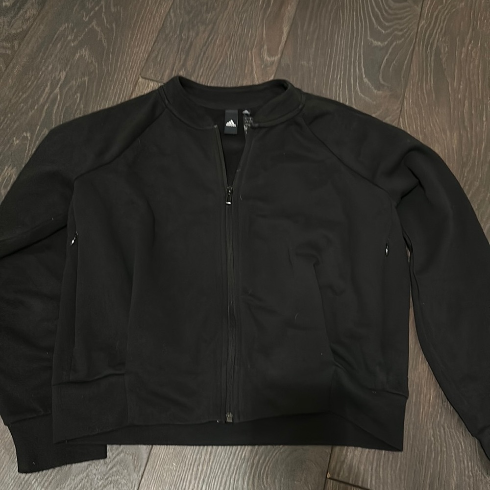 Black adidas cropped zip up jacket  S